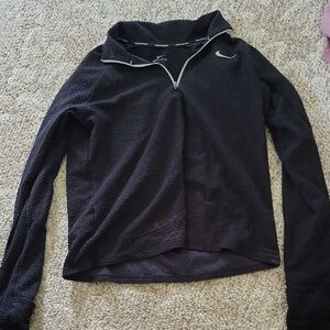 Nike Women's Black Textured Quarter-Zip Sweater